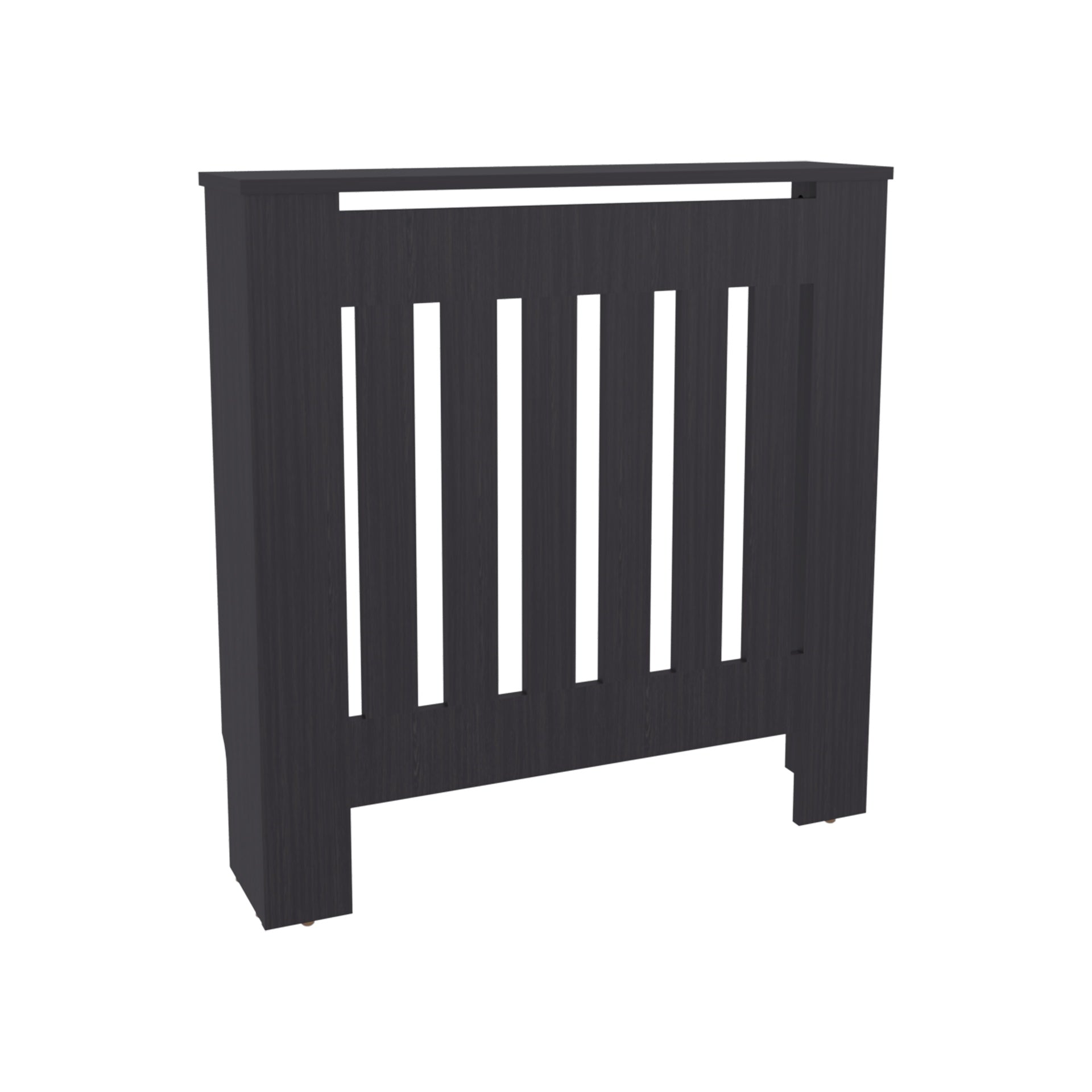 Radiator Cover Cabinet with Slatted Panel, Modern Home Furniture for Heating Units, Ventilated Decorative Enclosure, Black