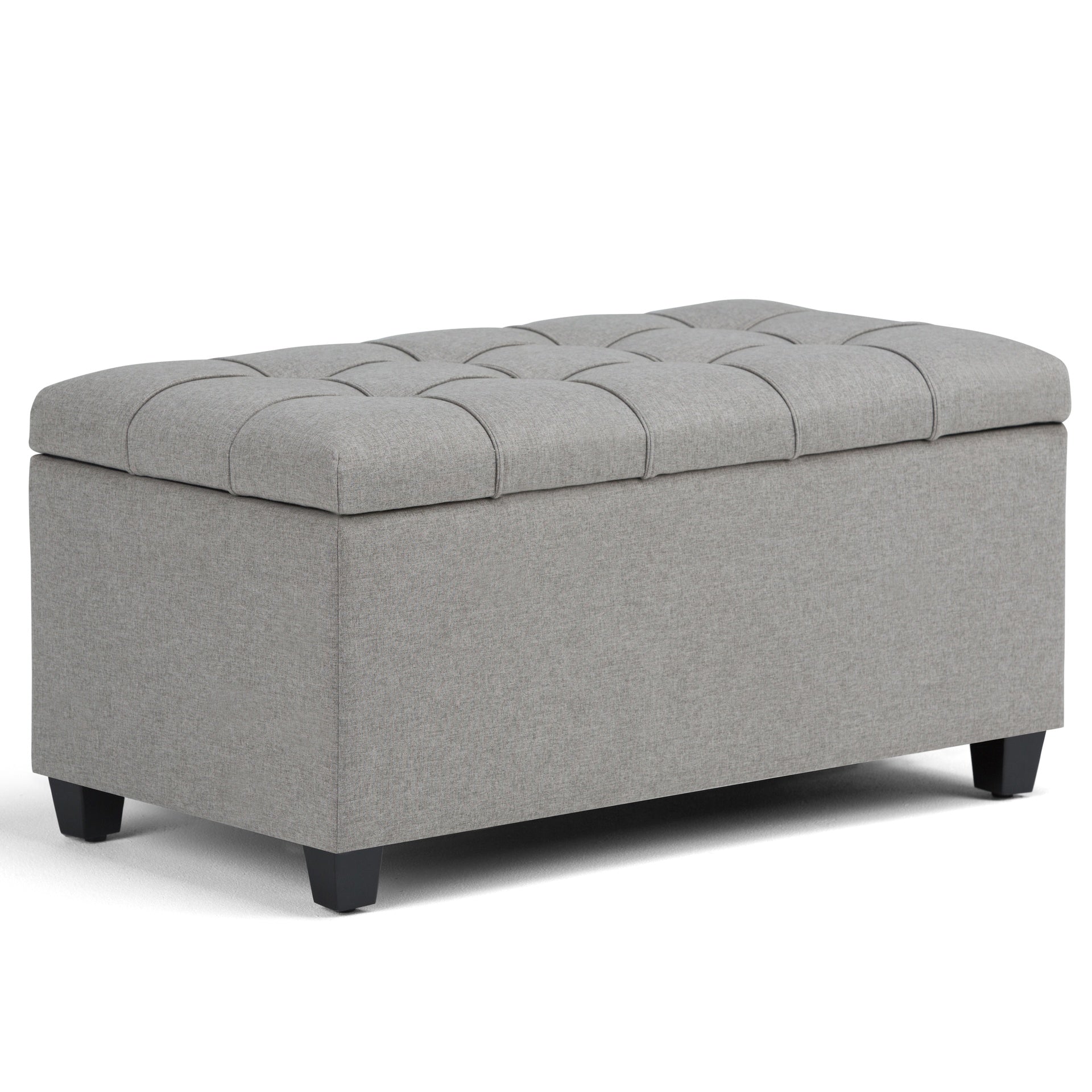 Sienna 33 inch Wide Storage Ottoman Bench in Dove Grey Linen-Look Fabric