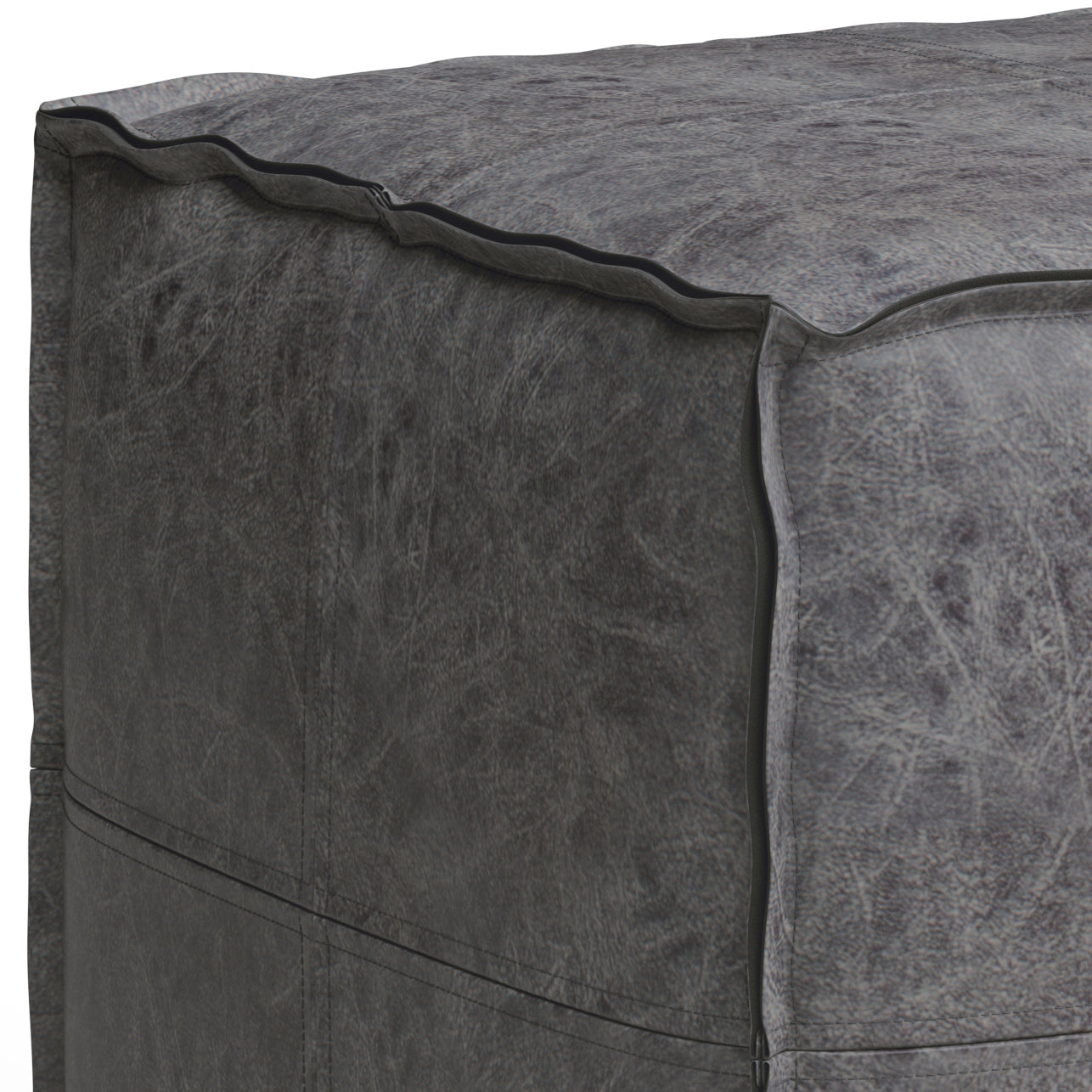 Brody - Square Pouf - Distressed Black