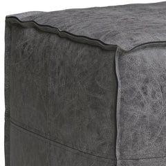 Brody - Square Pouf - Distressed Black