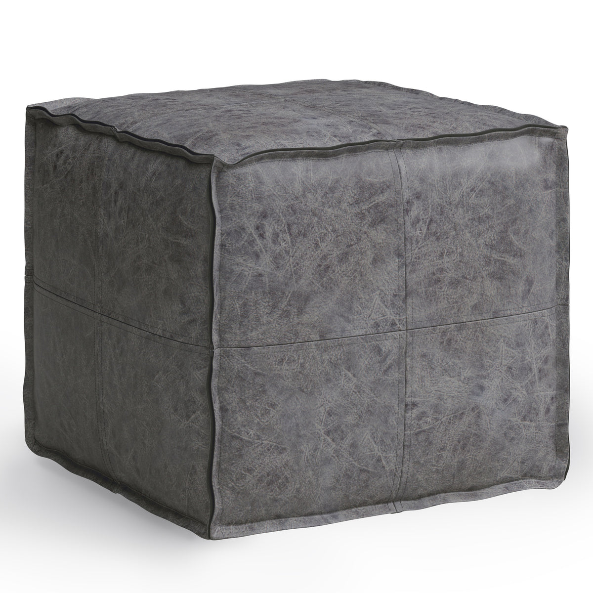 Brody - Square Pouf - Distressed Black