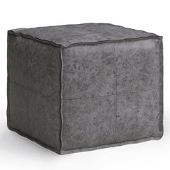 Brody - Square Pouf - Distressed Black