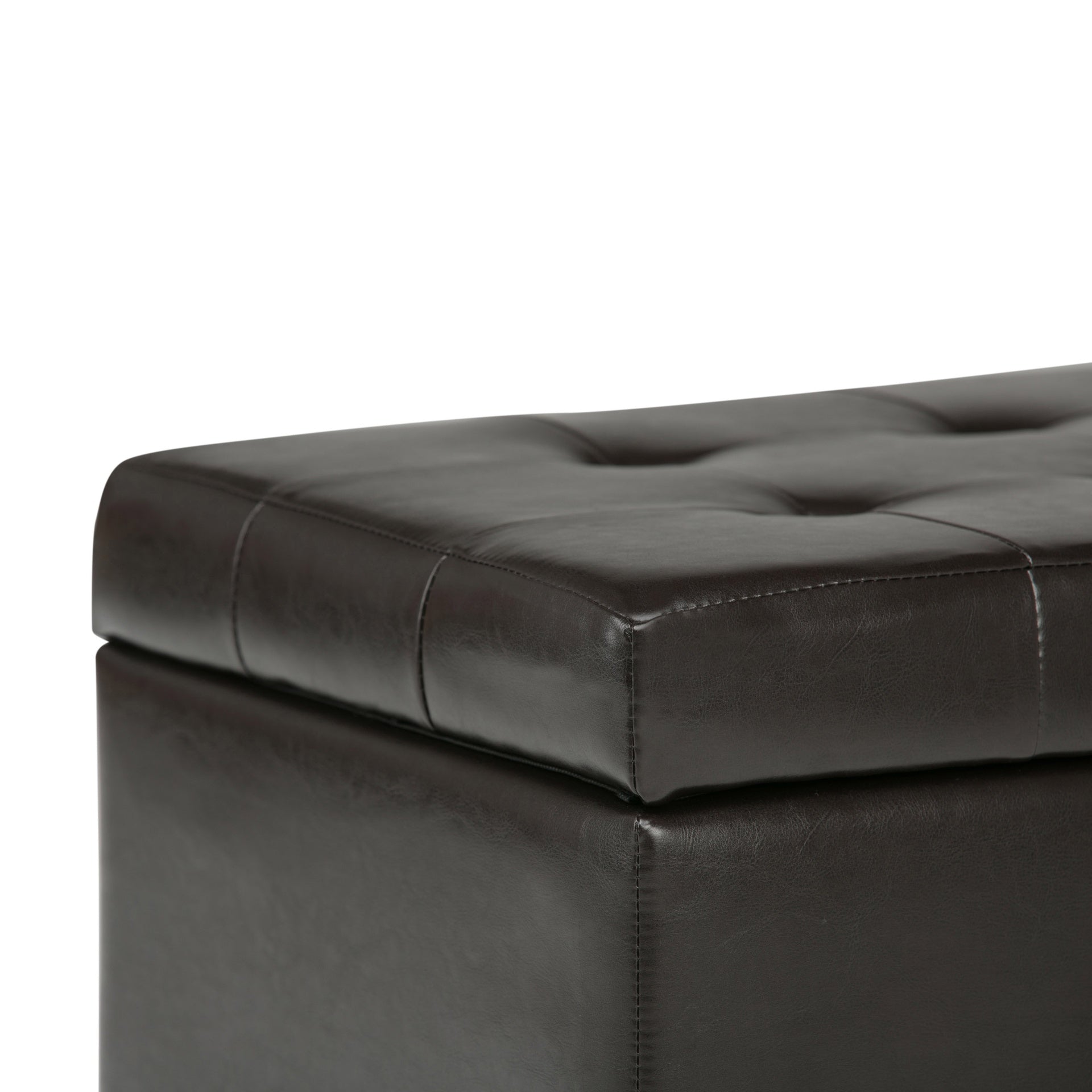 Cosmopolitan 34 inch Wide Storage Ottoman in Tanners Brown Vegan Leather