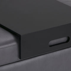 Oregon 42 inch Wide Storage Ottoman Bench with Tray in Stone Grey Vegan Leather