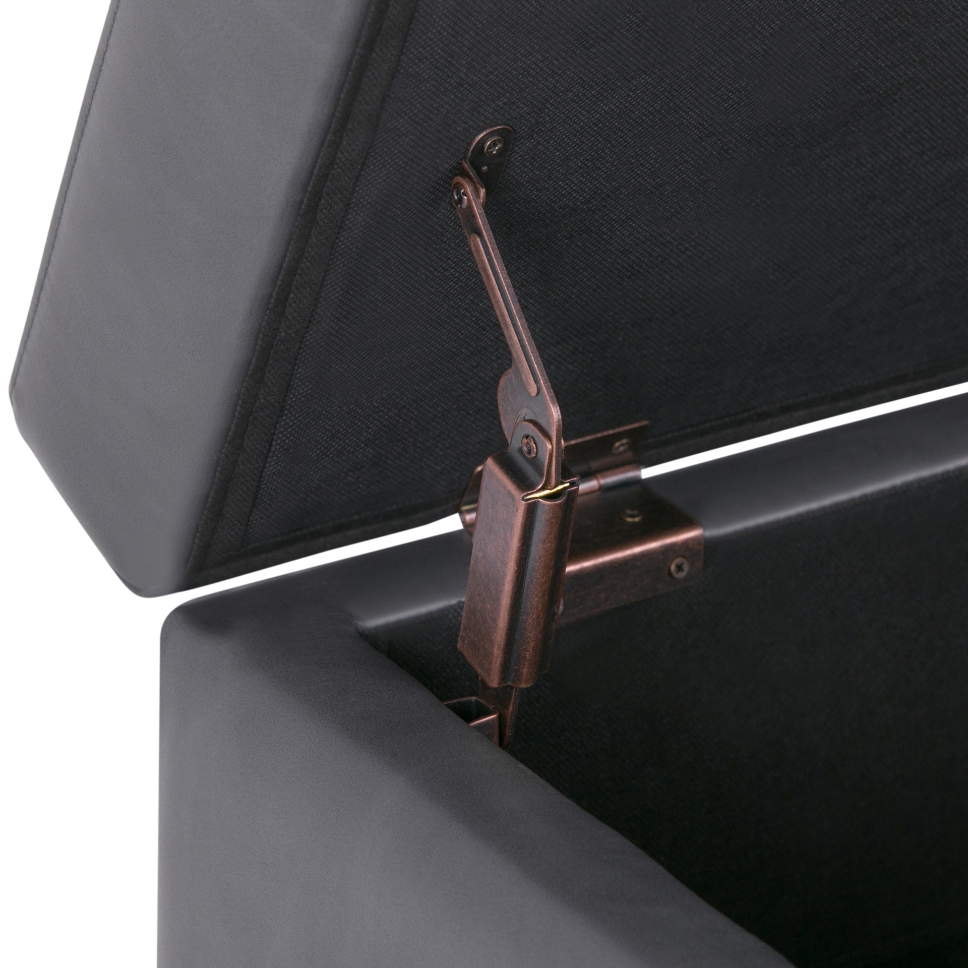 Oregon 42 inch Wide Storage Ottoman Bench with Tray in Stone Grey Vegan Leather