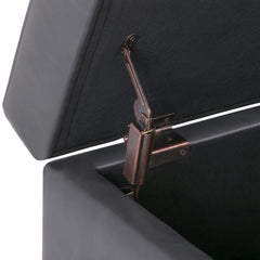 Oregon 42 inch Wide Storage Ottoman Bench with Tray in Stone Grey Vegan Leather