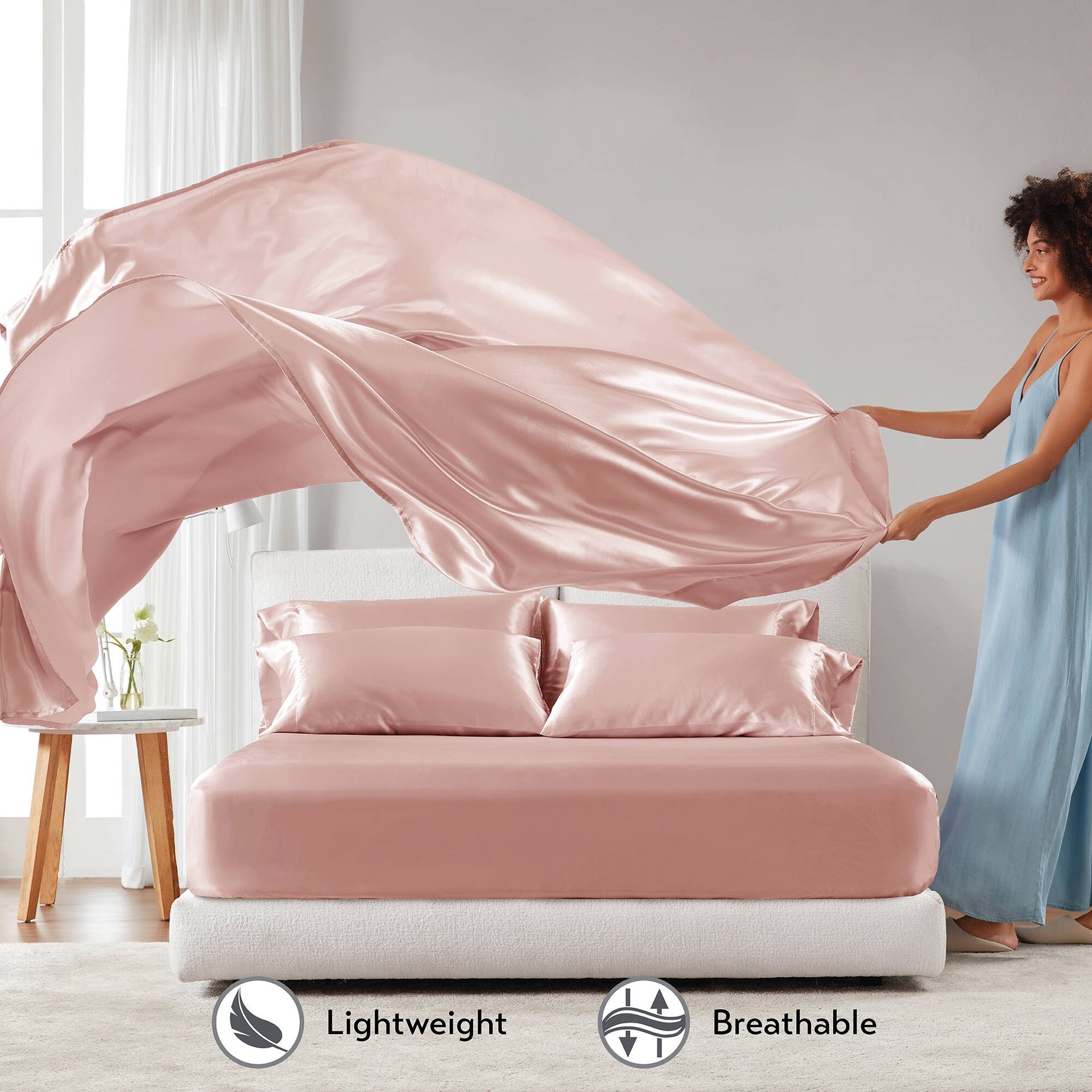 4 PCS Twin Luxury Sheet Set Blush