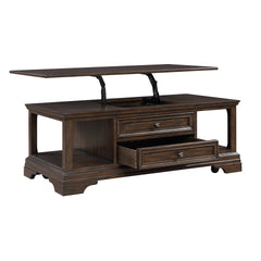Traditional Design Lift Top Cocktail Table with Storage Drawers Espresso Finish Living Room Furniture 1pc