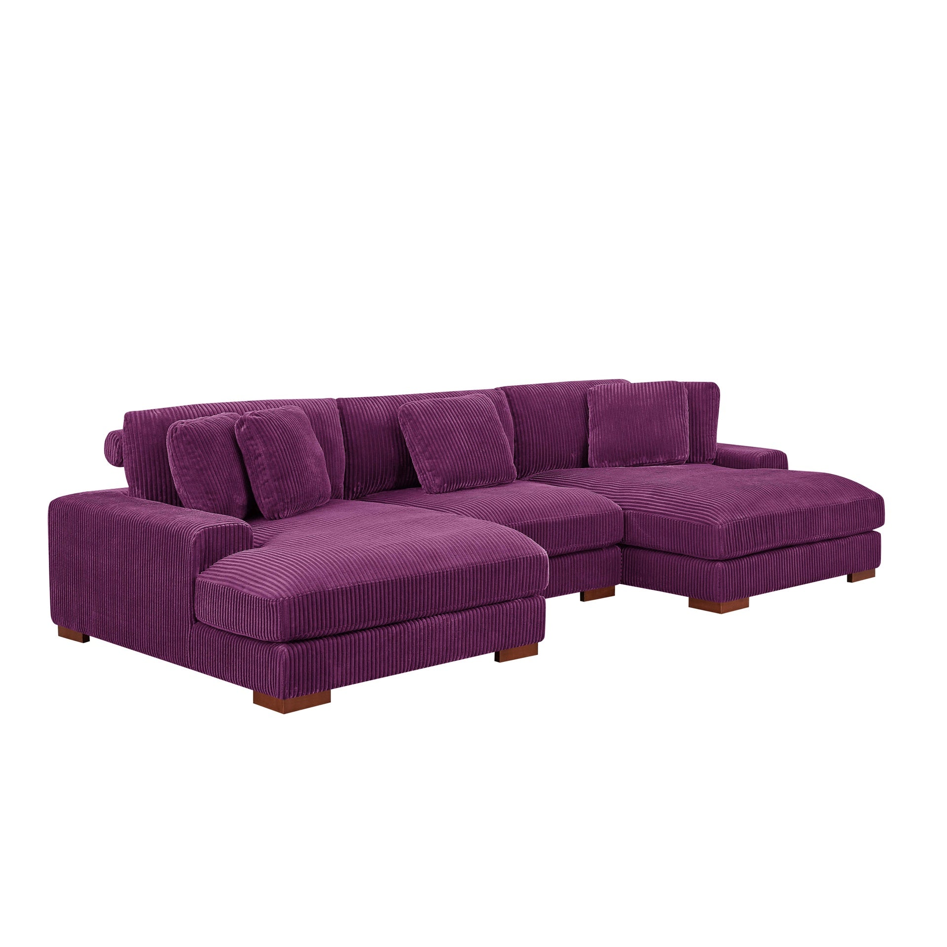 Large Seating Corduroy Upholstered Double Chaise Sectional