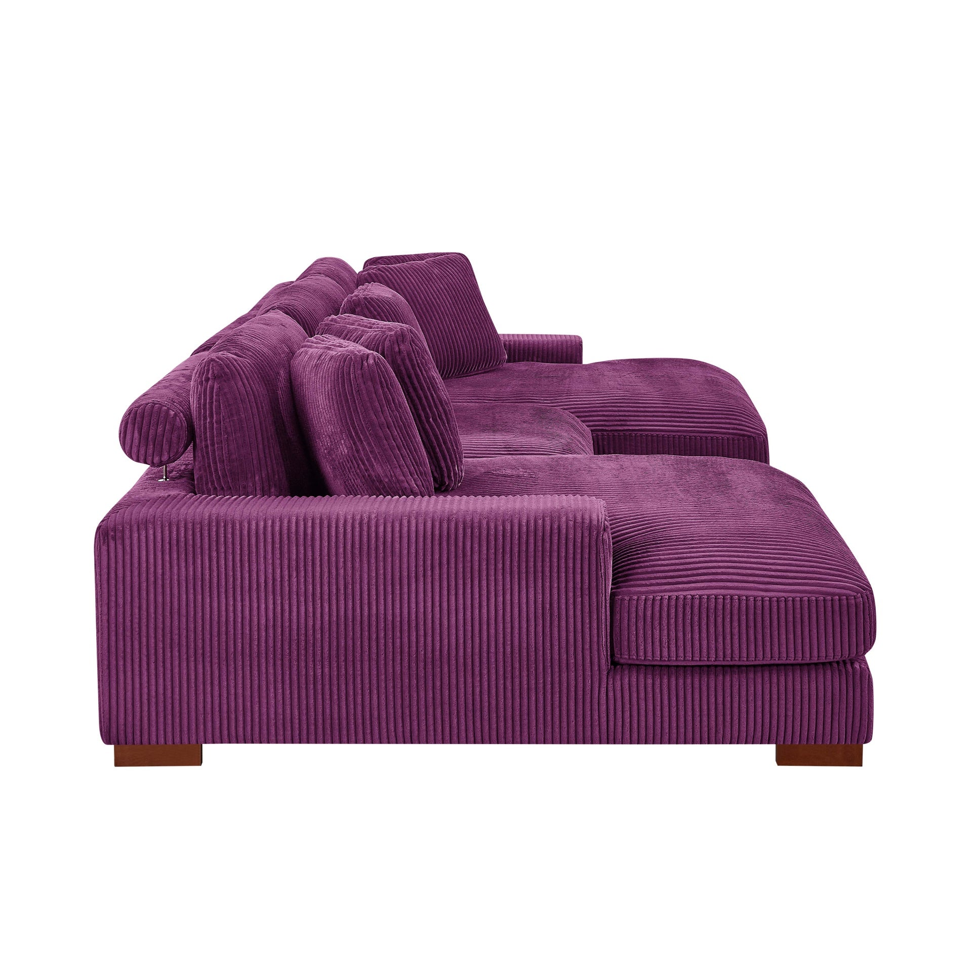 Large Seating Corduroy Upholstered Double Chaise Sectional