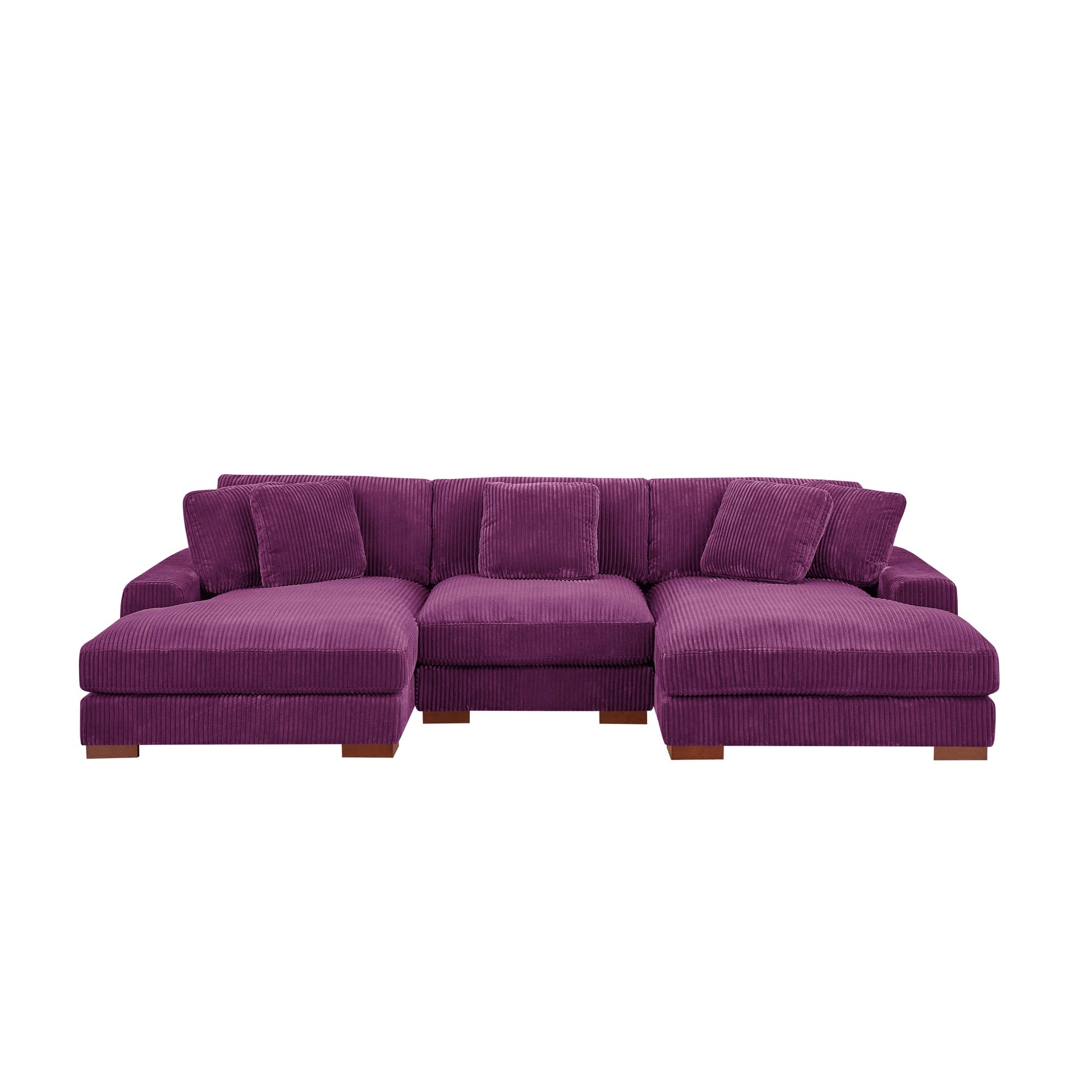 Large Seating Corduroy Upholstered Double Chaise Sectional