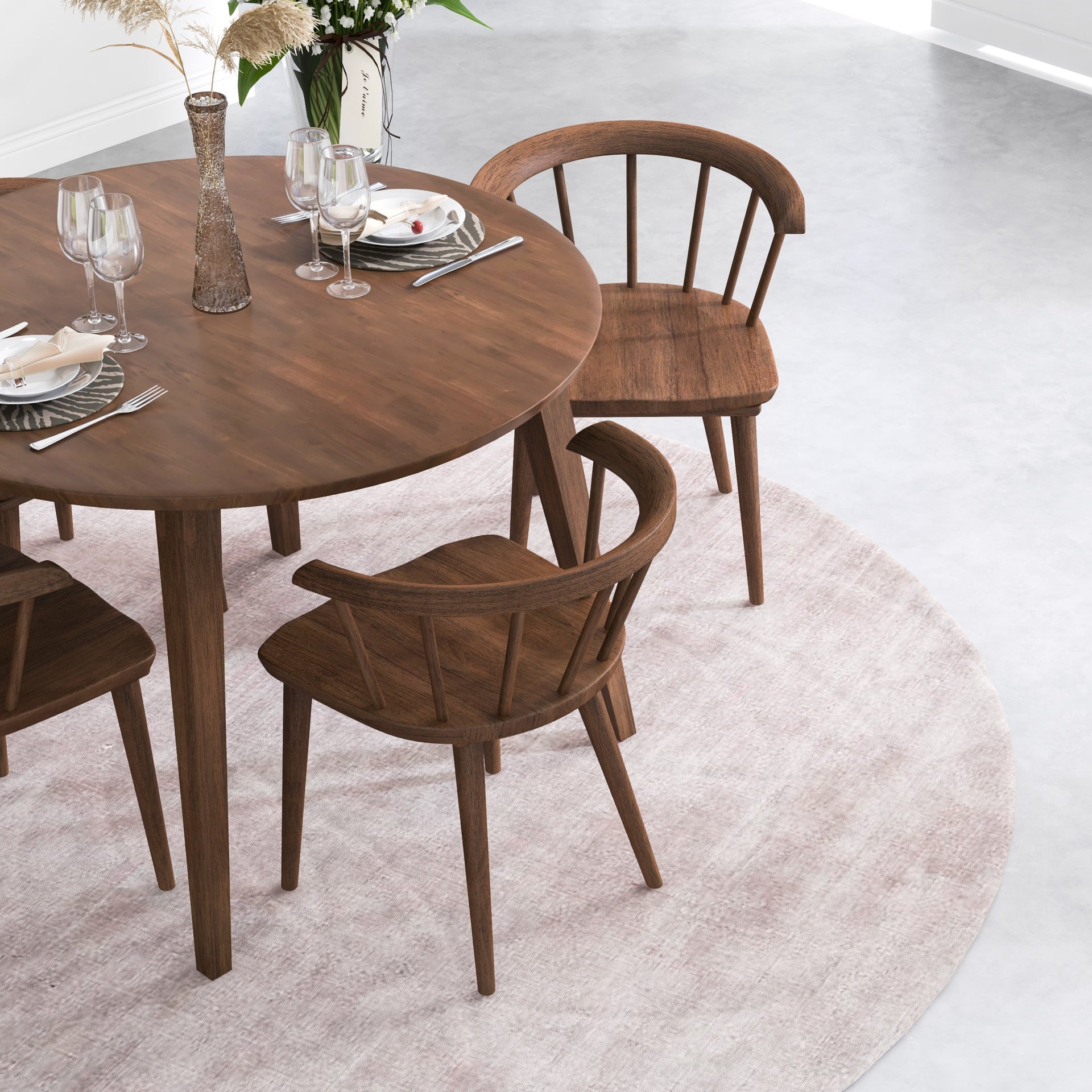 Minimalist Kingsley Mid-Century Modern Dining Chair (Set of 2) Brown Solid Wood Upholstery for Home Kitchen