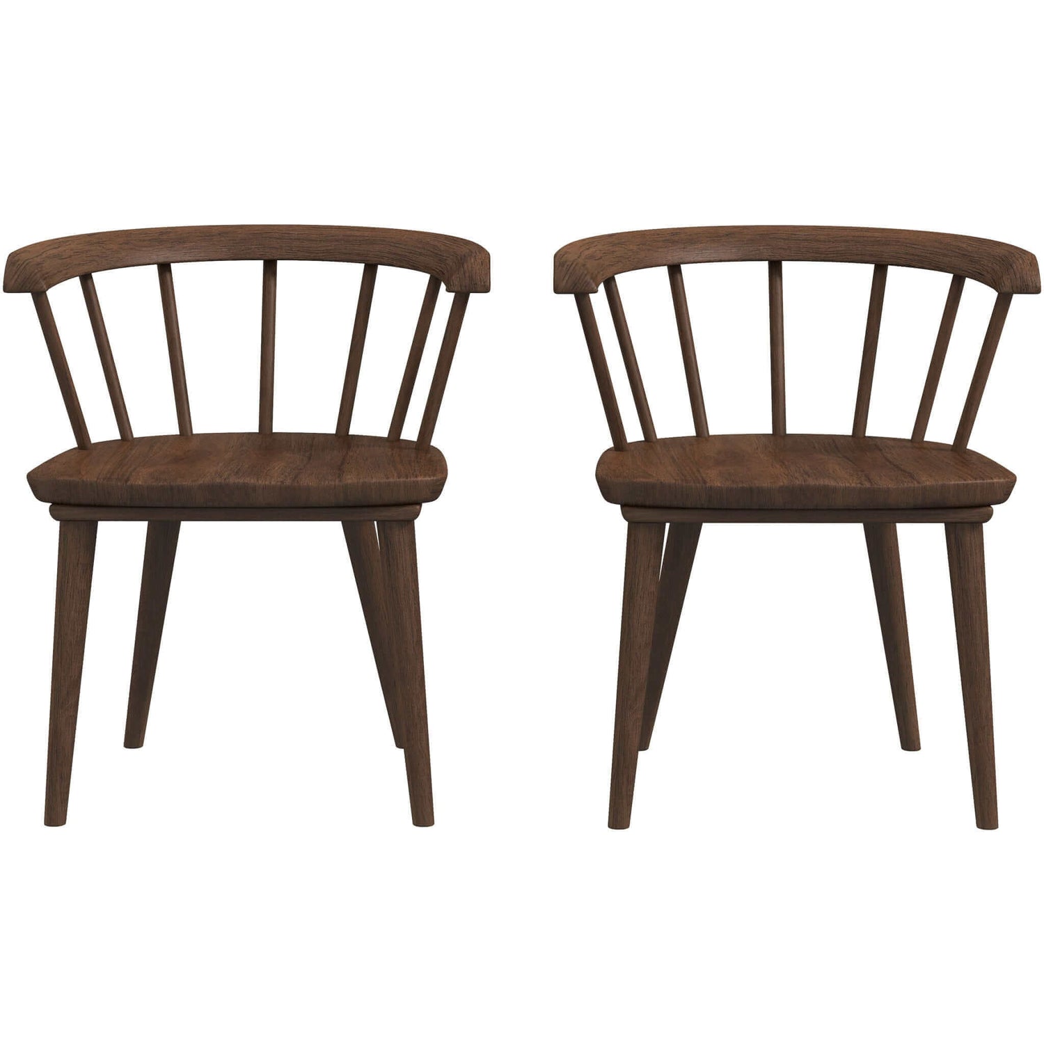 Minimalist Kingsley Mid-Century Modern Dining Chair (Set of 2) Brown Solid Wood Upholstery for Home Kitchen