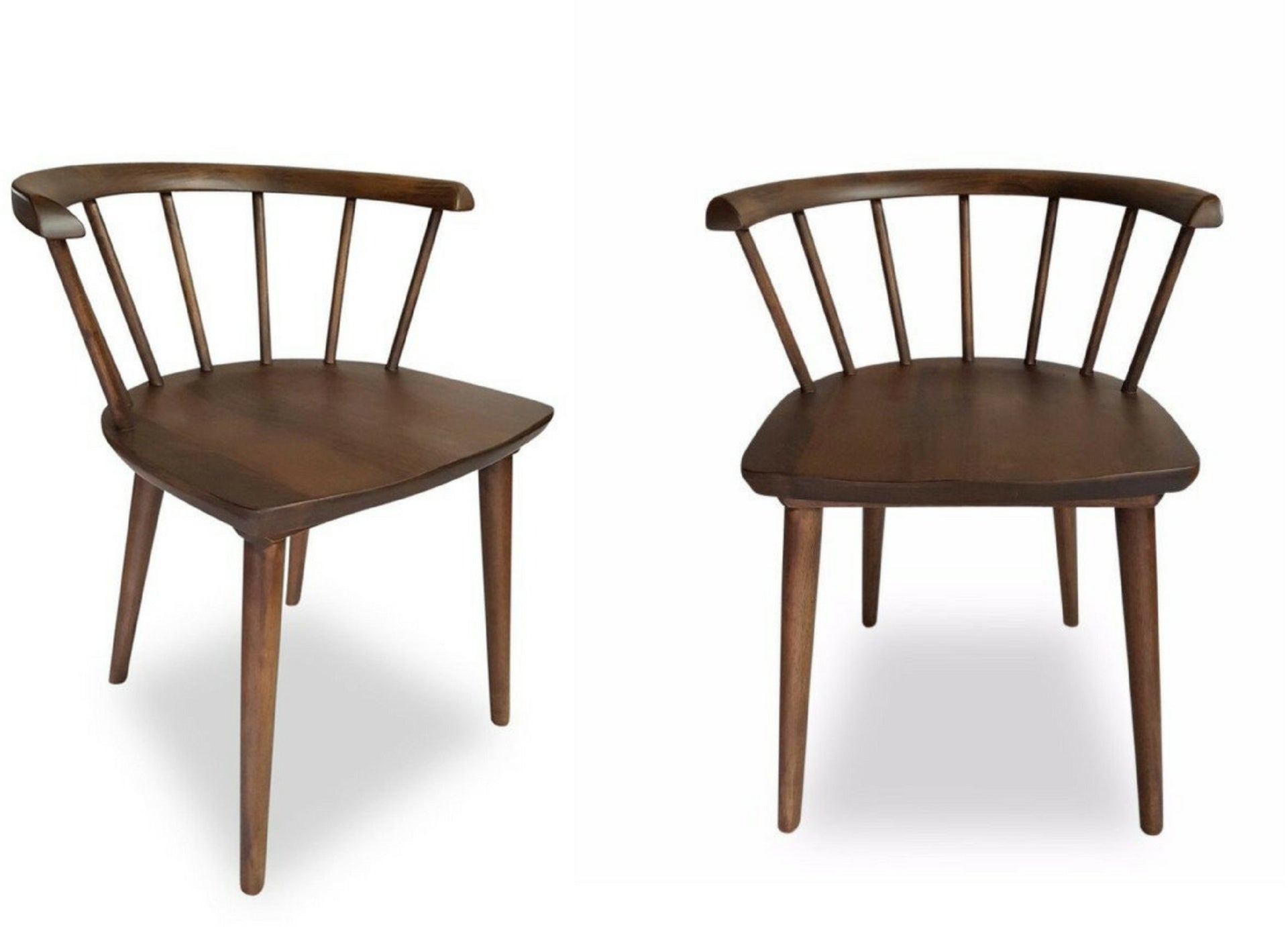 Minimalist Kingsley Mid-Century Modern Dining Chair (Set of 2) Brown Solid Wood Upholstery for Home Kitchen