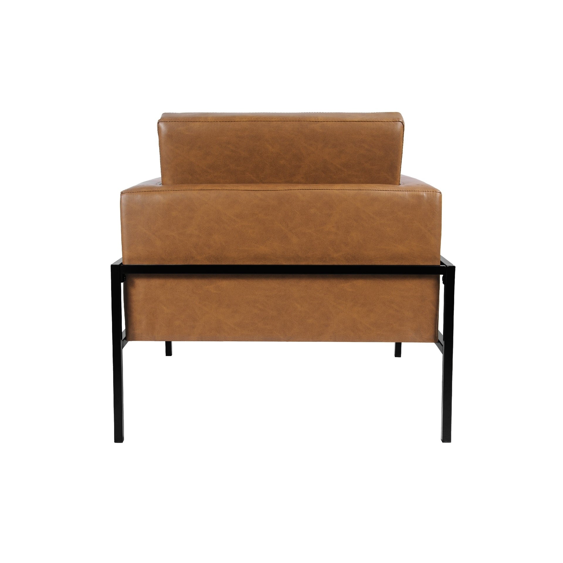 Fiam Accent Armchair, Caramel Brown Faux Leather, Modern Black Legs