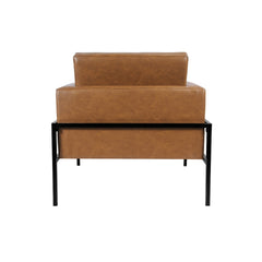 Fiam Accent Armchair, Caramel Brown Faux Leather, Modern Black Legs