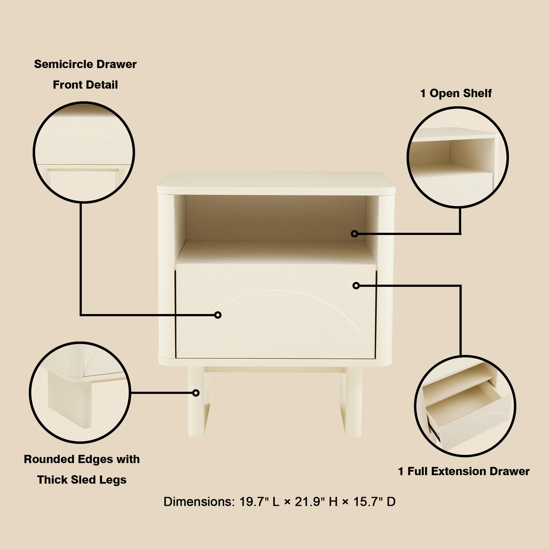 Nightstand in Cream
