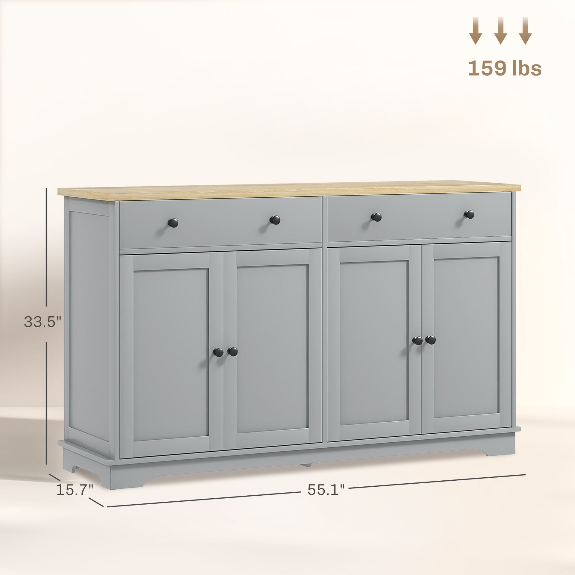 Buffet Cabinet with Storage Drawers,Nordic Style Sideboard, Adjustable Shelves for Your Home