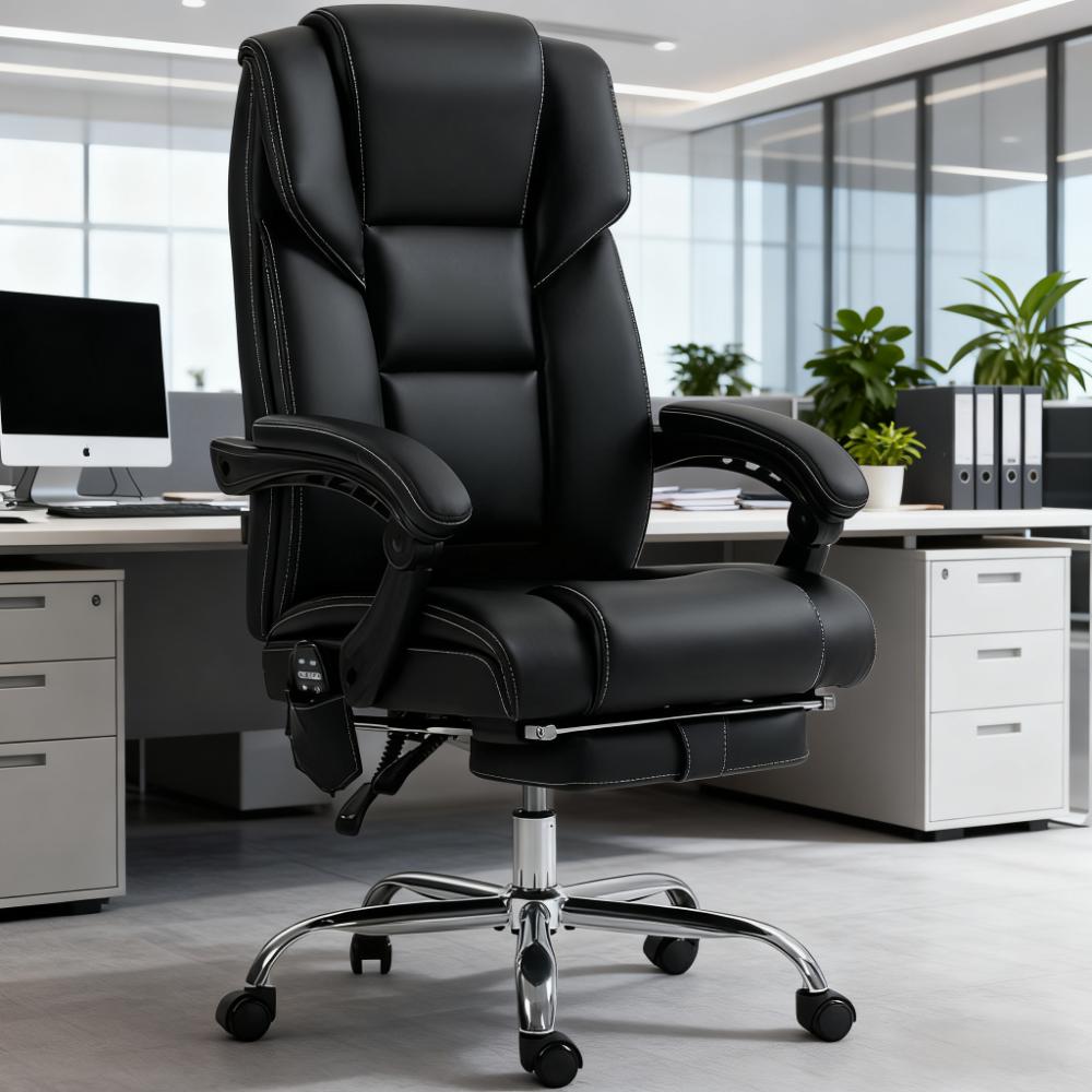 Office Chair with Massage & Reclining Footrest – Unmatched Comfort for All-Day Work & Leisure