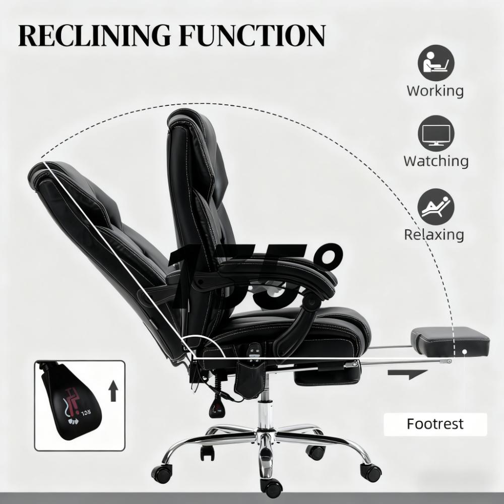 Office Chair with Massage & Reclining Footrest – Unmatched Comfort for All-Day Work & Leisure
