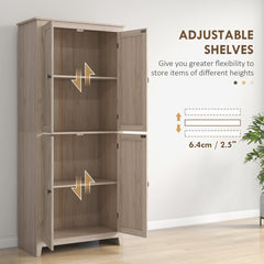 HOMCOM 72" Freestanding 4-Door Kitchen Pantry, Storage Cabinet Organizer with 4-Tiers, and Adjustable Shelves, Natural