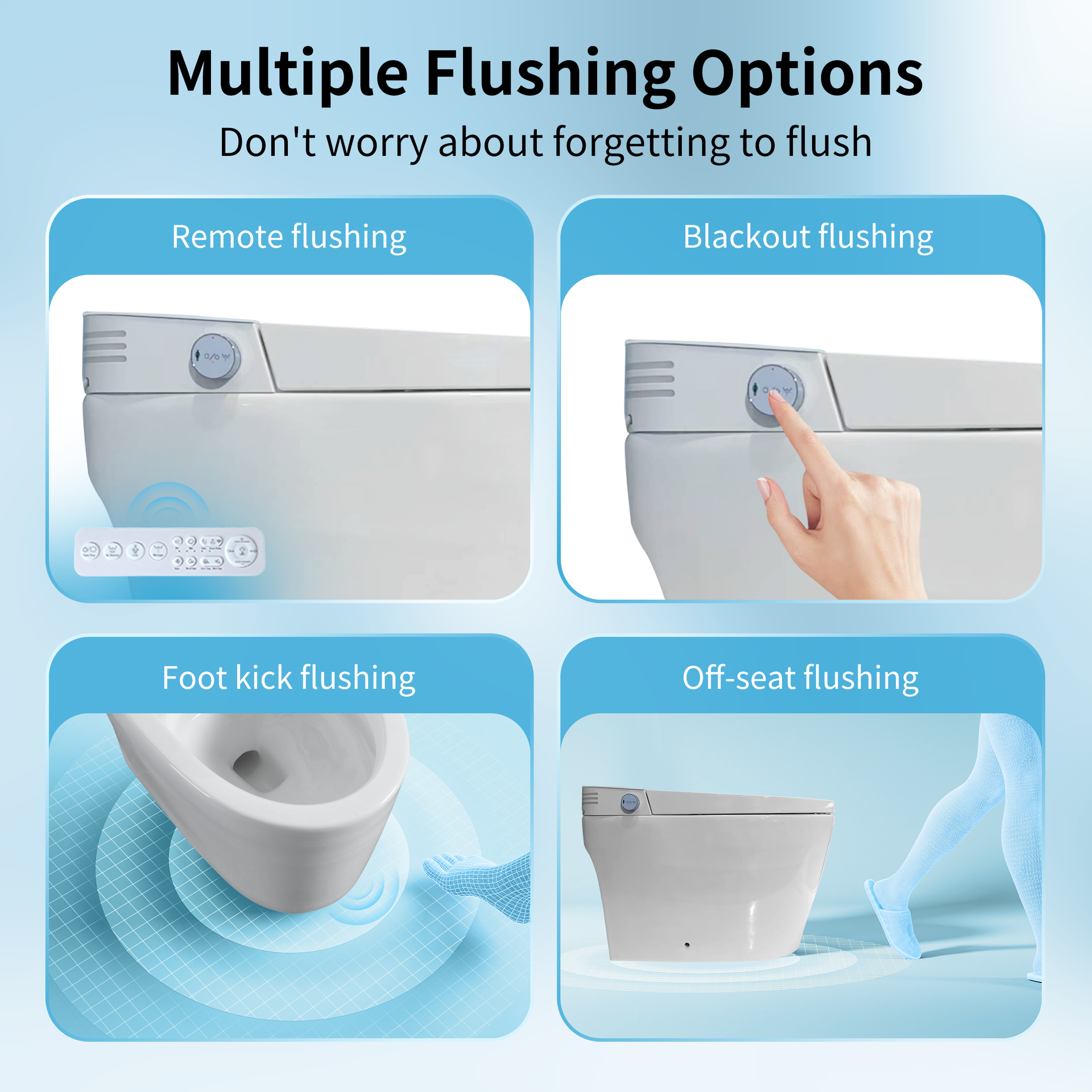 Tankless Smart Toilet With Bidet Built In, One-piece Bidet Toilet Seat, Auto Flush,Heated Seat, Warm Water and Dry, Adjustable Temp,Remote Control Side Know