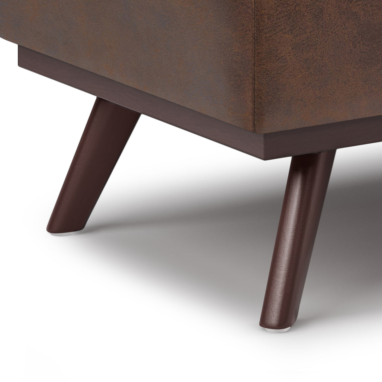 Owen 42 inch Wide Lift Top Large Coffee Table Storage Ottoman in Distressed Chestnut Brown Vegan Leather