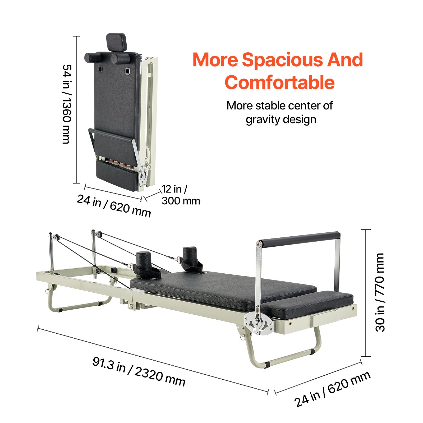 Foldable Pilates Reformer Pilates Machine Home Gym Equipment with Resistance