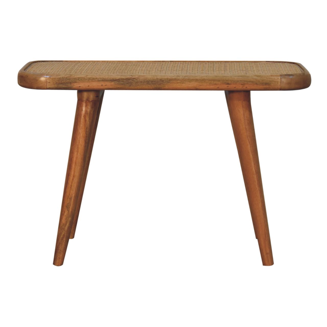 Solid Wood Larissa Rattan Bench, Beige and Brown
