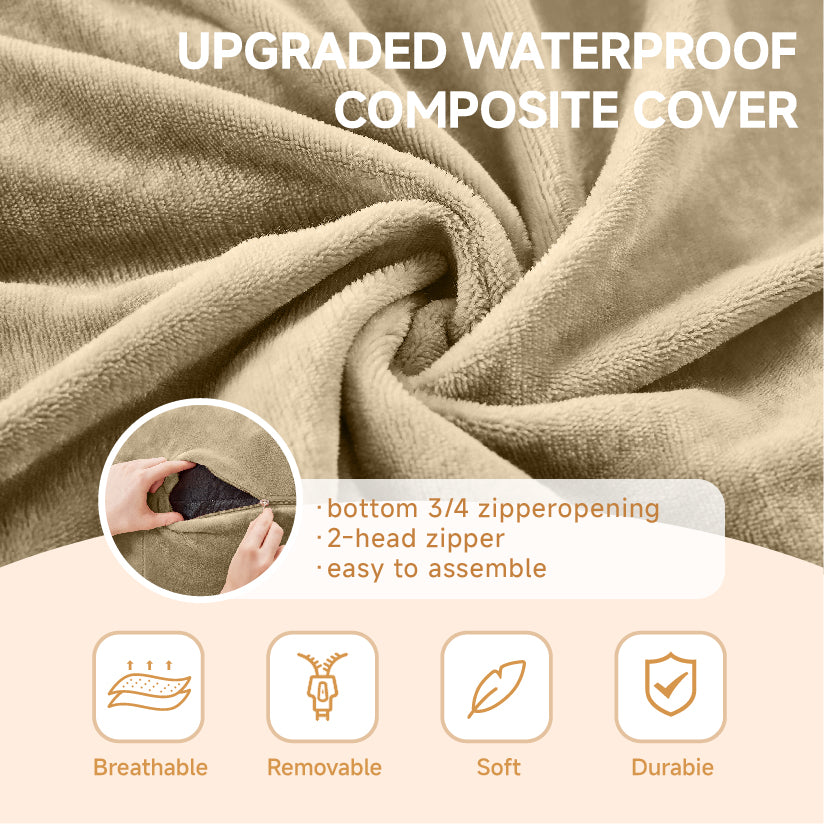 5FT bean bag chair, memory foam filling, adult and teen bean bag chair, soft sofa with removable flannel cover, round sofa for living room, bedroom, college dorm.