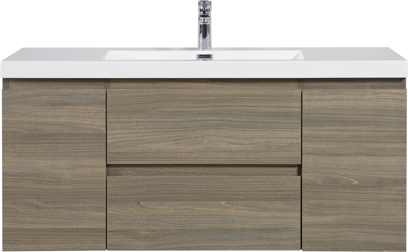 48" Floating Bathroom Vanity with Sink, Wall-Mounted Storage Cabinet with Solid Surface Top Basin and Soft Close Drawers Fully Assembled, Ash Grey 24V11-48AG-W1920P385489