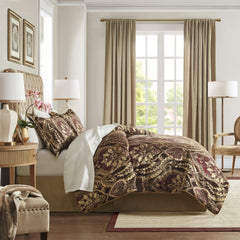 4 Piece Comforter Set Burgundy Cal King