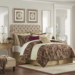 4 Piece Comforter Set Burgundy Cal King