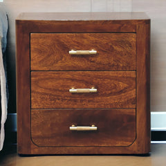 Luca Chestnut Nightstand, with 3-Drawers, Dark Brown