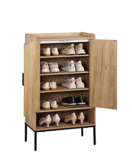 Shoe Cabinet with Rattan Doors, 5-Tier Shoe Storage Cabinet with Open Shelves,Wooden Shoes Rack Organizer, for Entryway Hallway Closet Bedroom, Natural