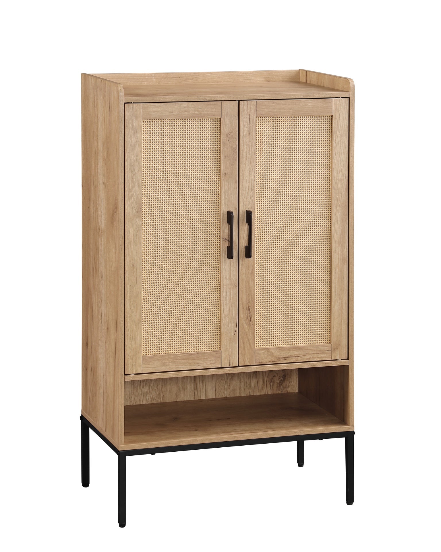 Shoe Cabinet with Rattan Doors, 5-Tier Shoe Storage Cabinet with Open Shelves,Wooden Shoes Rack Organizer, for Entryway Hallway Closet Bedroom, Natural