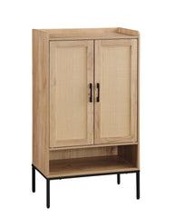 Shoe Cabinet with Rattan Doors, 5-Tier Shoe Storage Cabinet with Open Shelves,Wooden Shoes Rack Organizer, for Entryway Hallway Closet Bedroom, Natural