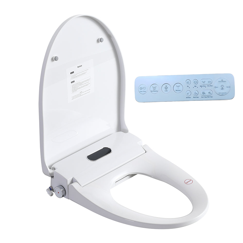 Smart Bidet Toilet Seat with Side Knob Adjustable Heated Seat with Water Temperature and Pressure Adjustment Portable Bidet with Automatic Nozzle Cleaning,Night Light,Only Seat