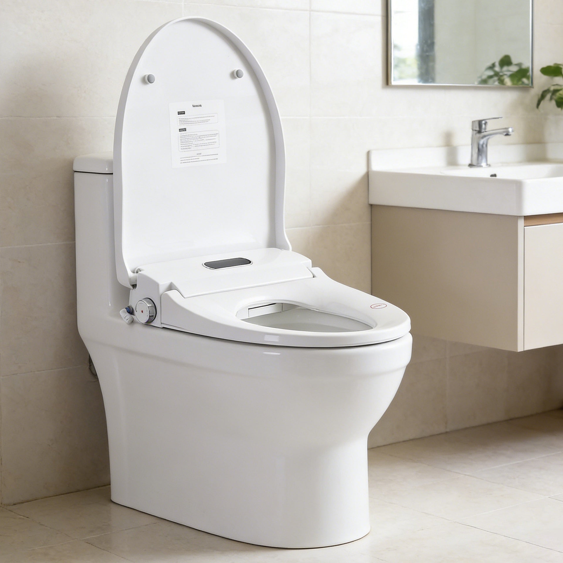 Smart Bidet Toilet Seat with Side Knob Adjustable Heated Seat with Water Temperature and Pressure Adjustment Portable Bidet with Automatic Nozzle Cleaning,Night Light,Only Seat