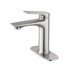 Brushed Nickel Single Handle Bathroom Faucet with Deck