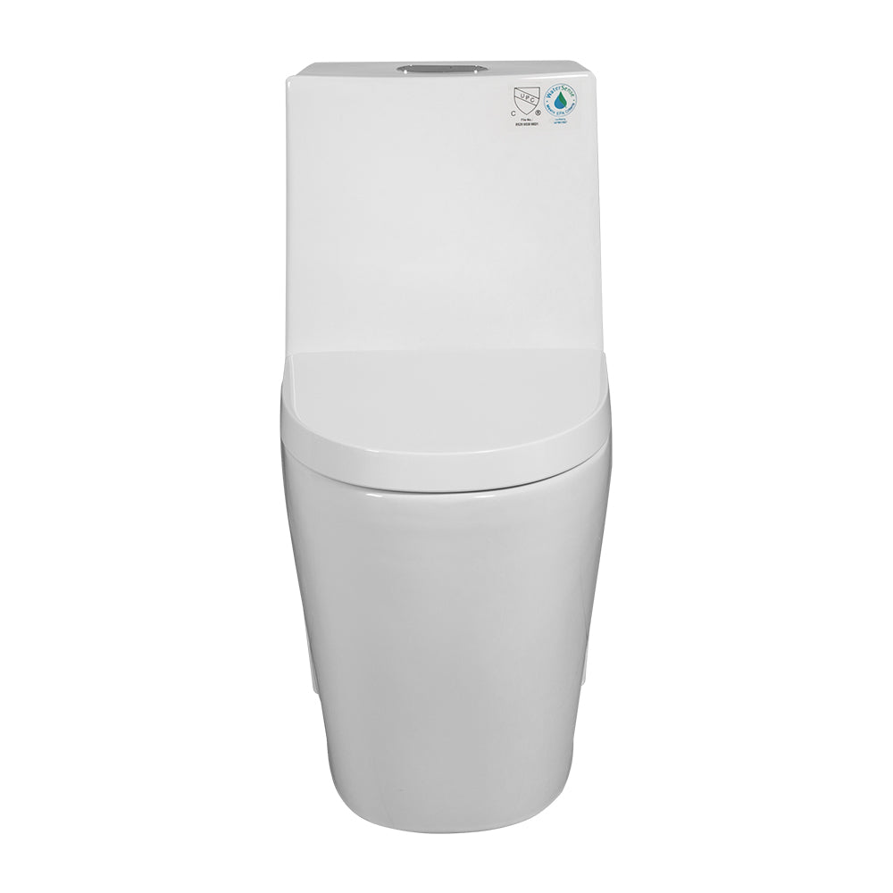 One-Piece Toilet, 1.1/1.60 GPF Water-Efficient Dual-Flush Elongated Comfort Height Floor Mounted, ADA Compliant Toilet with Soft Closing Seat Included