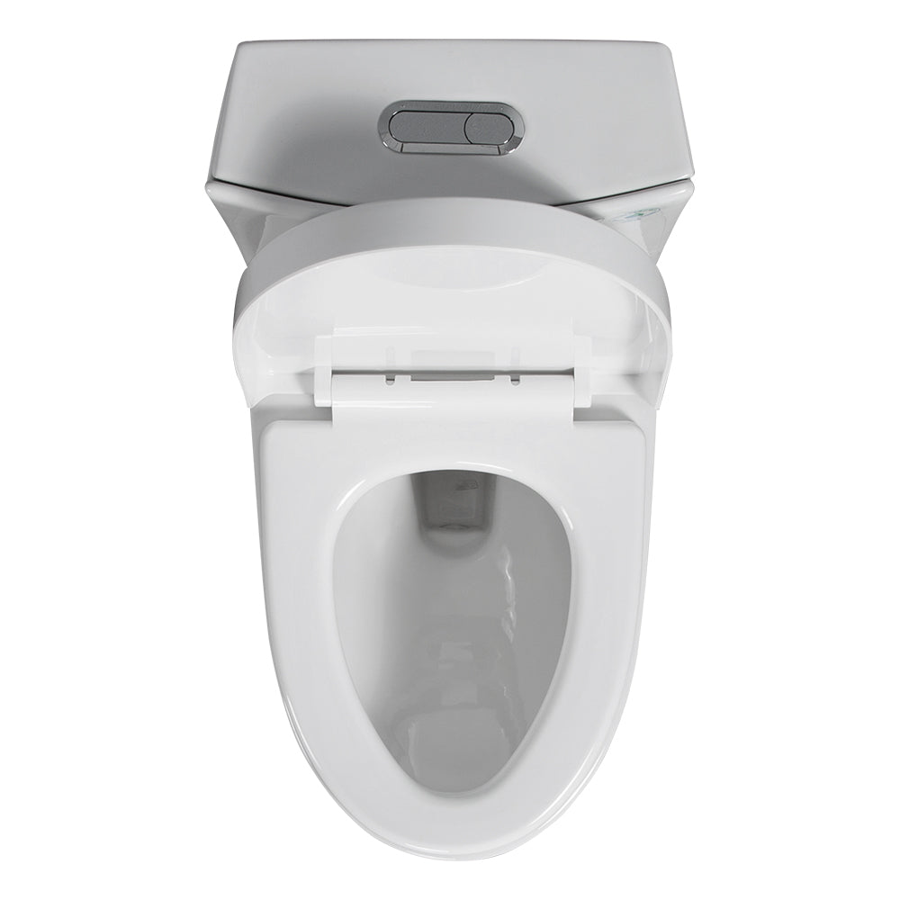 One-Piece Toilet, 1.1/1.60 GPF Water-Efficient Dual-Flush Elongated Comfort Height Floor Mounted, ADA Compliant Toilet with Soft Closing Seat Included
