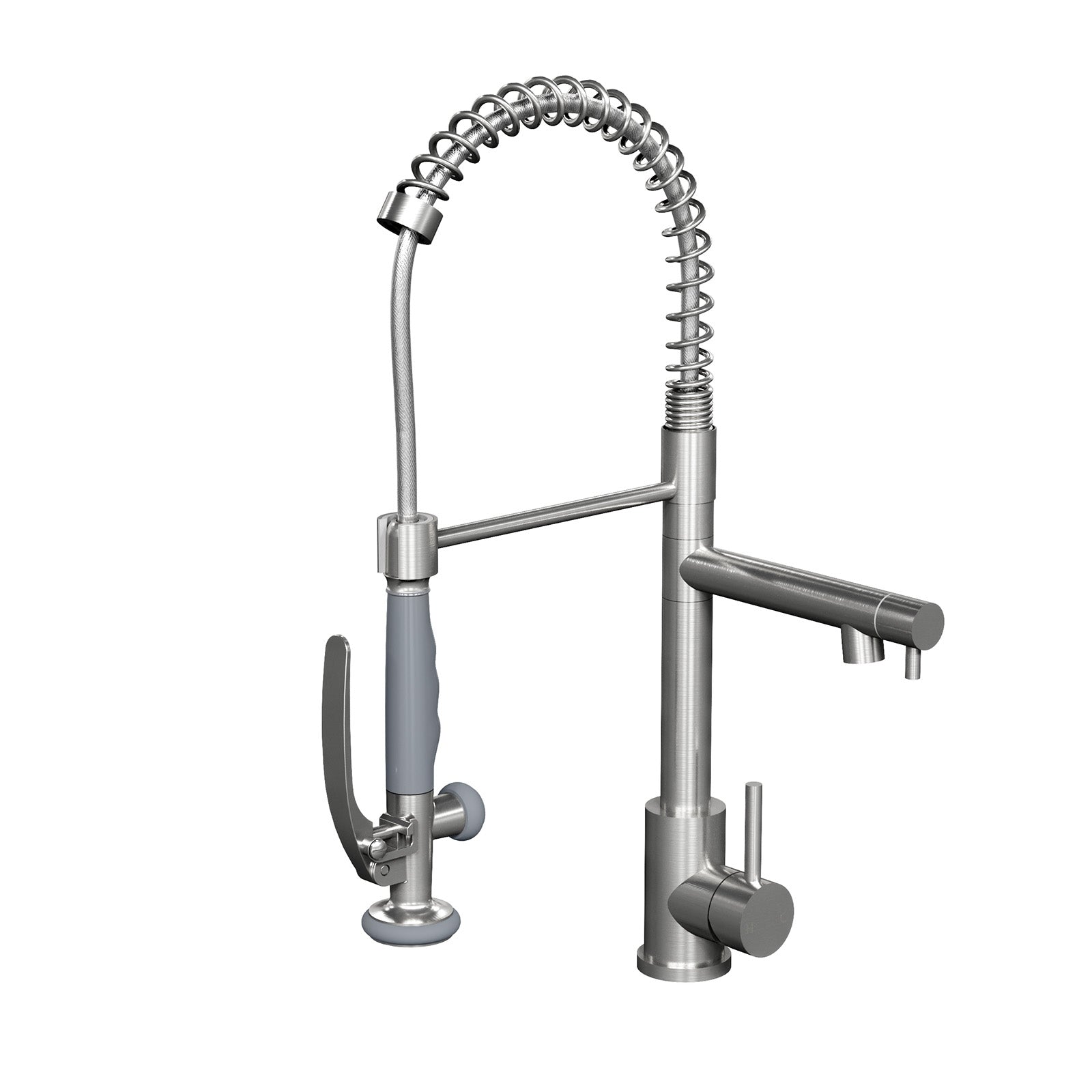 Commercial Single Handle Kitchen Sink Faucet Brushed Nickel Pull Down Sprayer Design