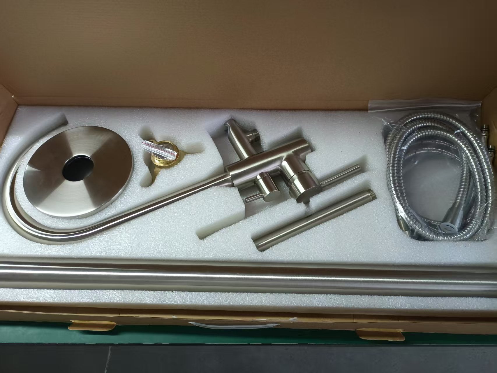 Brushed Nickel Freestanding Tub Filler Floor Mounted Bathtub Faucet with High Flow, Swivel Spout & Handheld Shower Head