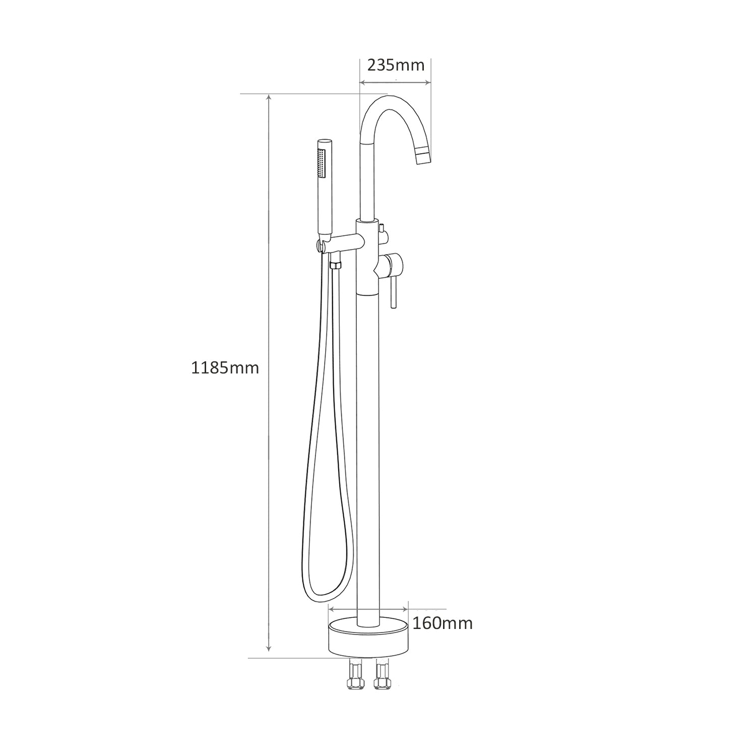 Brushed Nickel Freestanding Tub Filler Floor Mounted Bathtub Faucet with High Flow, Swivel Spout & Handheld Shower Head