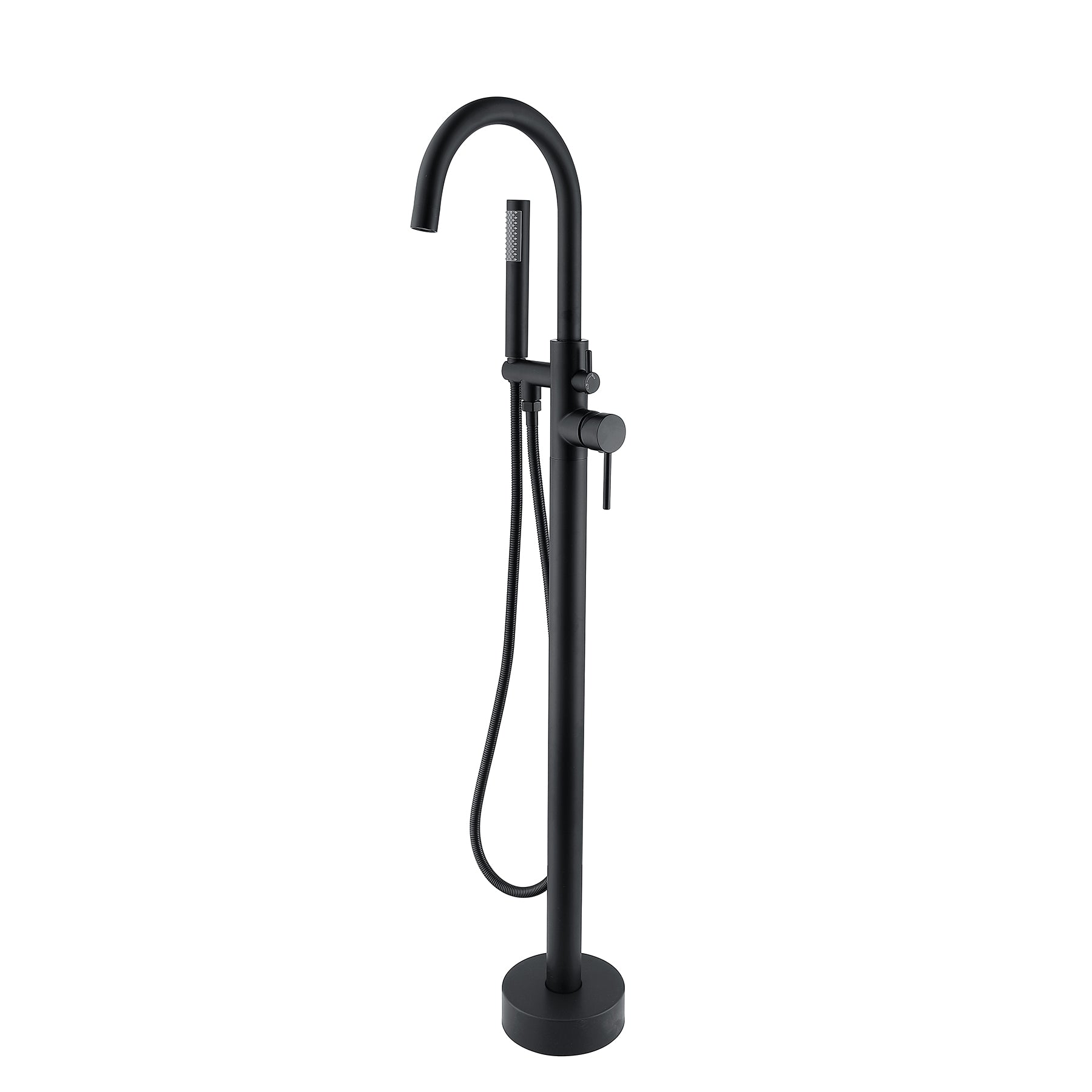 Brushed Nickel Freestanding Tub Filler Floor Mounted Bathtub Faucet with High Flow, Swivel Spout & Handheld Shower Head