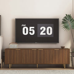 Wood Modern TV Stand Fluted 68" t, Entertainment Center with Storage Doors, TV Console Media Cabinet,  for 55+ Inch TV, Living Room