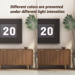Wood Modern TV Stand Fluted 68" t, Entertainment Center with Storage Doors, TV Console Media Cabinet,  for 55+ Inch TV, Living Room