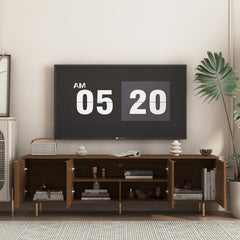 Wood Modern TV Stand Fluted 68" t, Entertainment Center with Storage Doors, TV Console Media Cabinet,  for 55+ Inch TV, Living Room