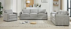 Cozy Upholstered Sofa Set Oversized Comfy Cloud Sofa Double Cushion Sofa Group Plush Cushion Sofa Couch for Living Room, Light Grey